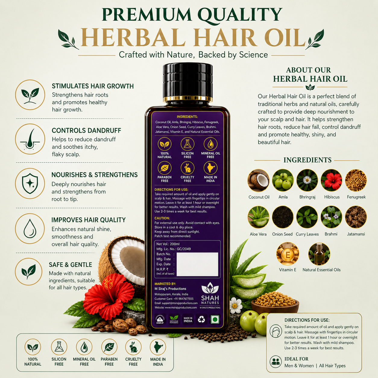 Shah Natures Premium Herbal Hair Oil – Stronger, Healthier Hair